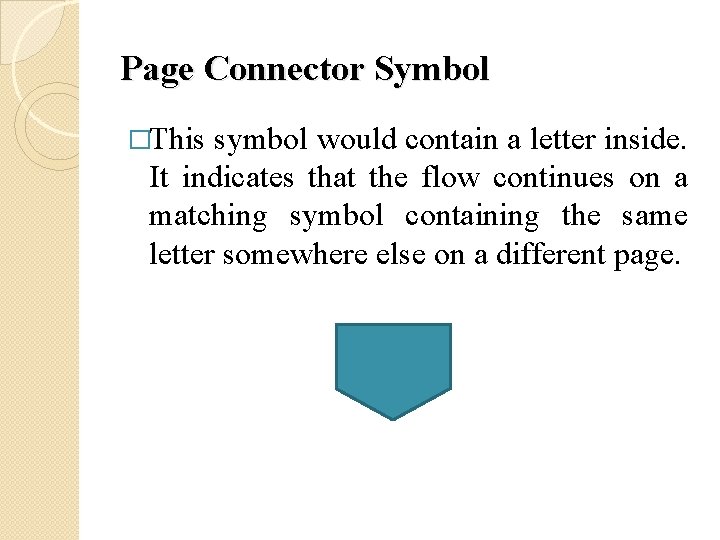 Page Connector Symbol �This symbol would contain a letter inside. It indicates that the