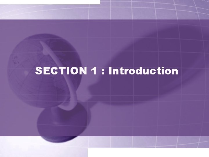 SECTION 1 : Introduction 