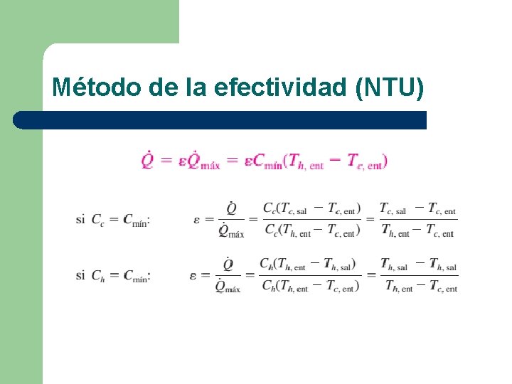 Método de la efectividad (NTU) 