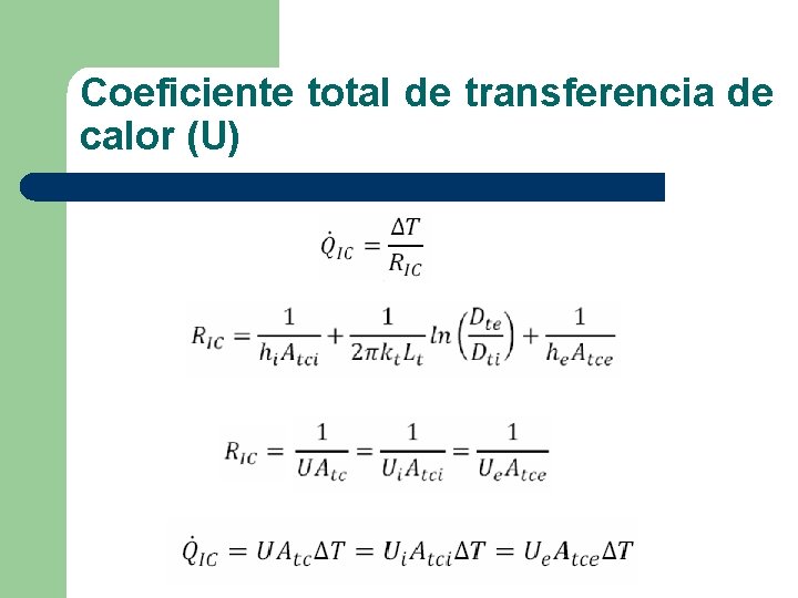 Coeficiente total de transferencia de calor (U) 