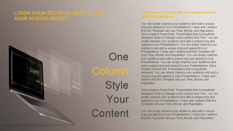 LOREM IPSUM DOLOR SIT AMET, CU USU AGAM INTEGRE IMPEDIT. One Column Style Your