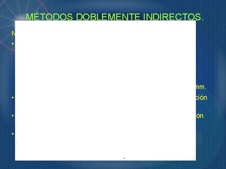 MÉTODOS DOBLEMENTE INDIRECTOS. N. I. R. (Reactancia a la luz subinfraroja) • Los distintos