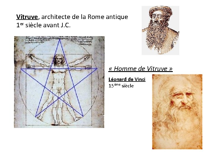 Vitruve, architecte de la Rome antique 1 er siècle avant J. C. « Homme