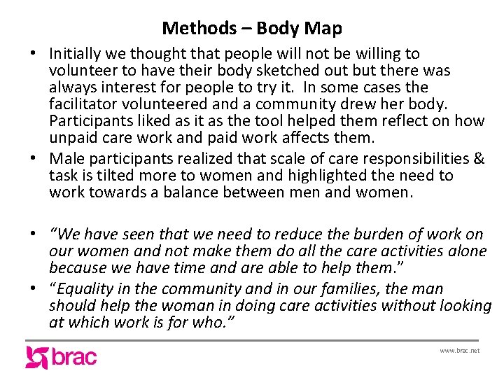 Methods – Body Map • Initially we thought that people will not be willing