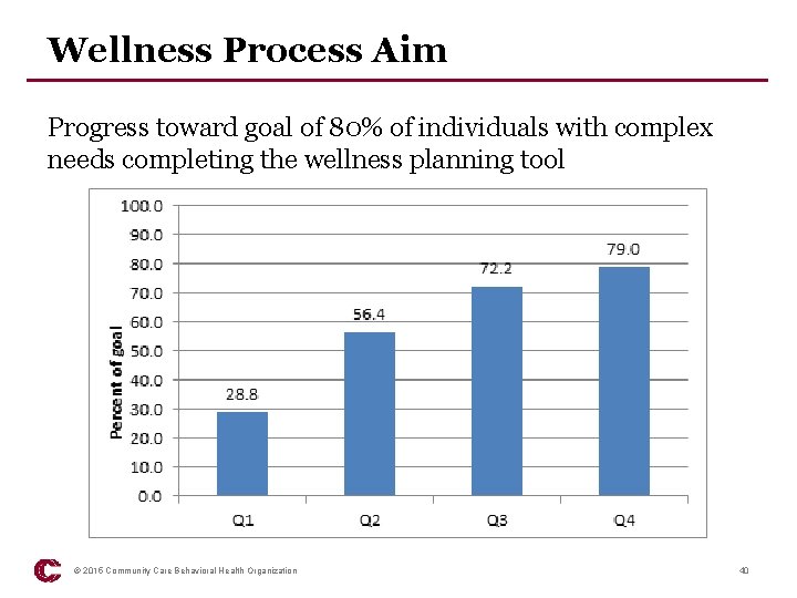 Wellness Process Aim Progress toward goal of 80% of individuals with complex needs completing