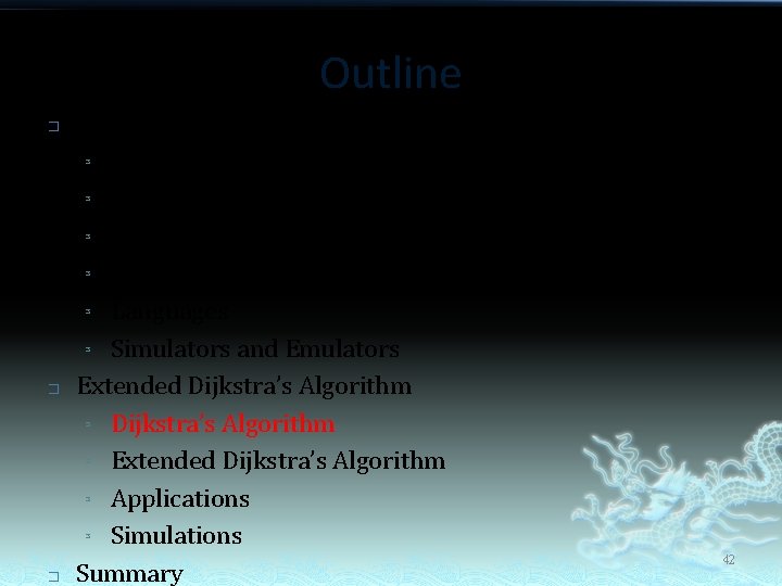 Outline � � � Software-Defined Networking (SDN) ³ Overview ³ History ³ Open. Flow