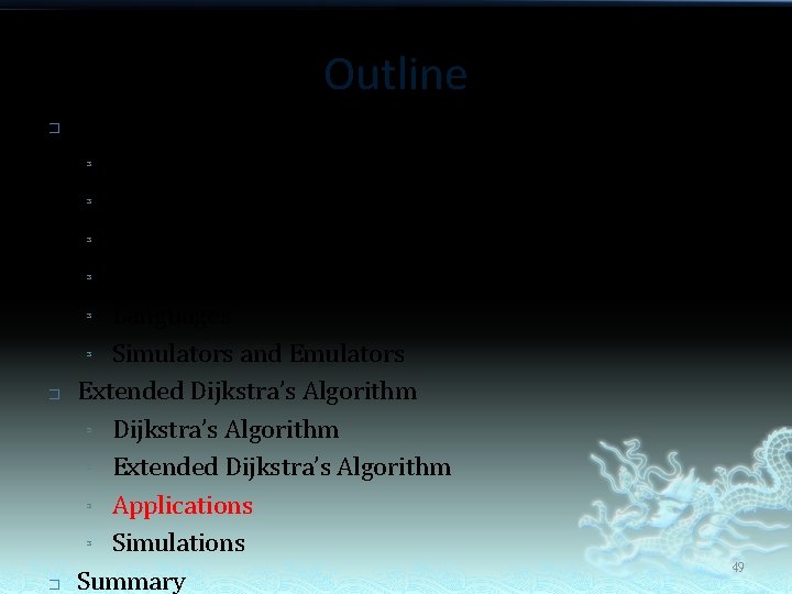 Outline � � � Software-Defined Networking (SDN) ³ Overview ³ History ³ Open. Flow