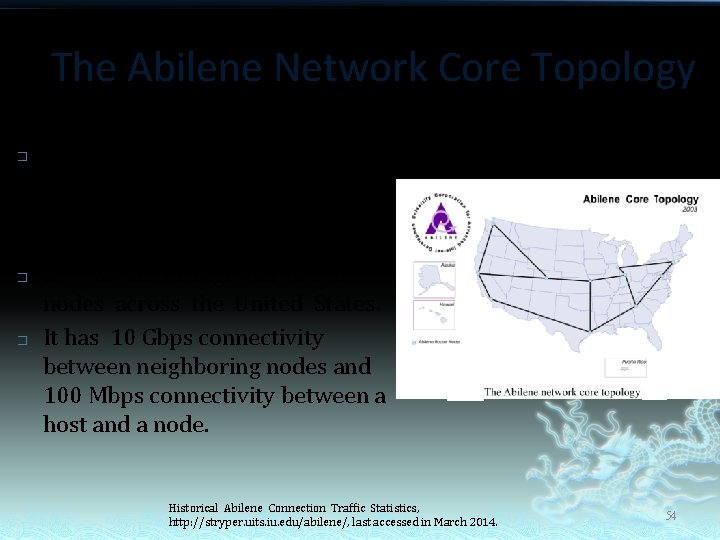 The Abilene Network Core Topology � � � The Abilene network is a highperformance
