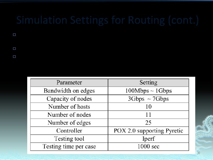 Simulation Settings for Routing (cont. ) � � � We use Iperf as a