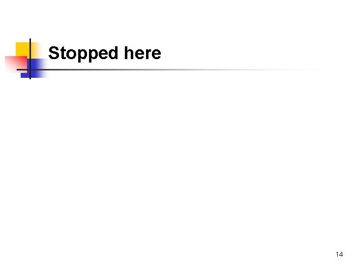 Stopped here 14 
