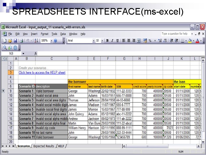 SPREADSHEETS INTERFACE(ms-excel) 