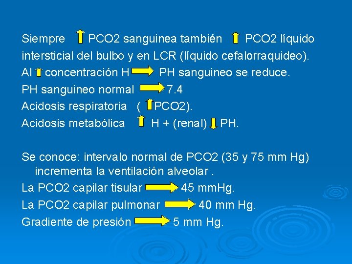 Siempre PCO 2 sanguinea también PCO 2 líquido intersticial del bulbo y en LCR
