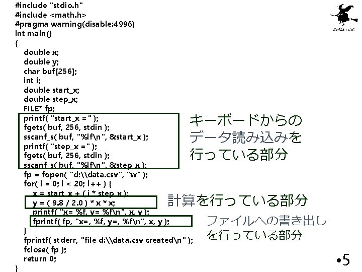 #include "stdio. h" #include <math. h> #pragma warning(disable: 4996) int main() { double x;