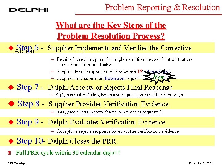 Problem Reporting & Resolution What are the Key Steps of the Problem Resolution Process? Problem Reporting & Resolution What are the Key Steps of the Problem Resolution Process?