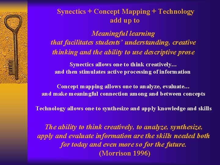 Synectics + Concept Mapping + Technology add up to Meaningful learning that facilitates students’
