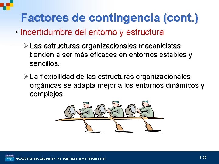 Factores de contingencia (cont. ) • Incertidumbre del entorno y estructura Ø Las estructuras