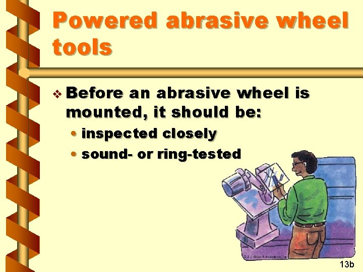 Powered abrasive wheel tools v Before an abrasive wheel is mounted, it should be: