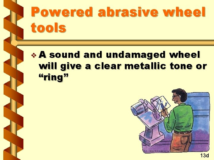 Powered abrasive wheel tools v. A sound and undamaged wheel will give a clear