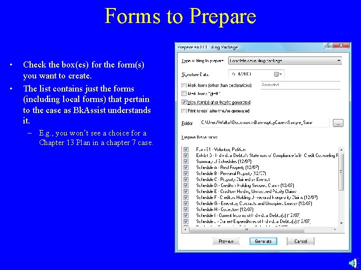 Forms to Prepare • • Check the box(es) for the form(s) you want to