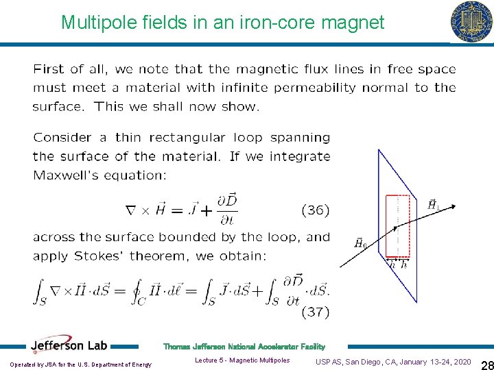 Multipole fields in an iron-core magnet Thomas Jefferson National Accelerator Facility Operated by JSA