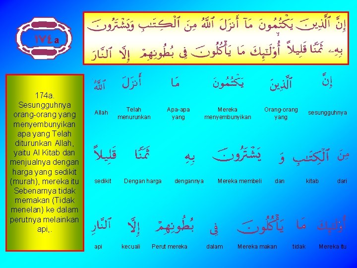 a 174 a. Sesungguhnya orang-orang yang menyembunyikan apa yang Telah diturunkan Allah, yaitu Al