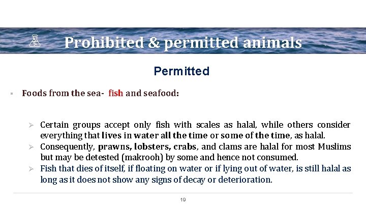 Prohibited & permitted animals Permitted § Foods from the sea- fish and seafood: Ø