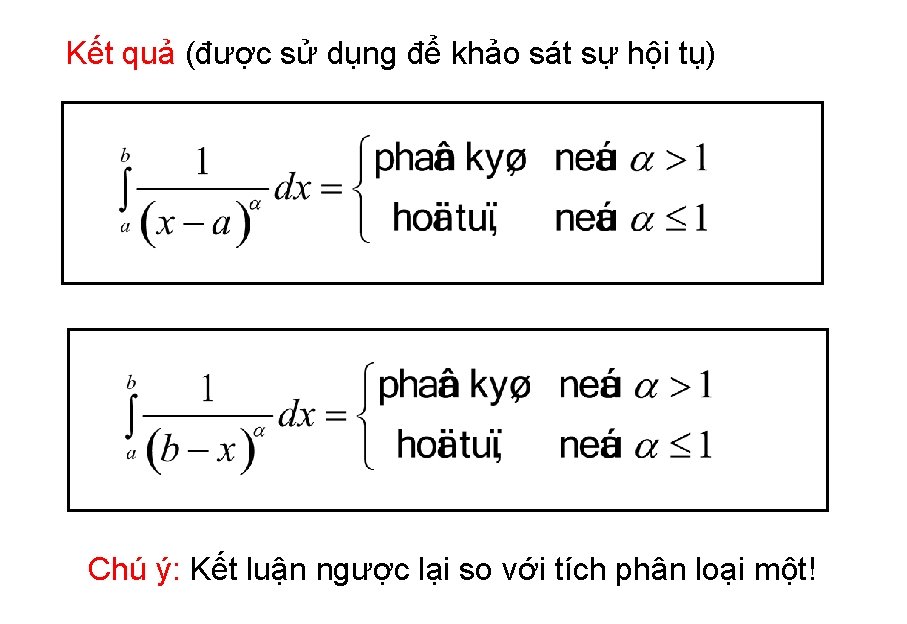 Kết quả (được sử dụng để khảo sát sự hội tụ) Chú ý: Kết