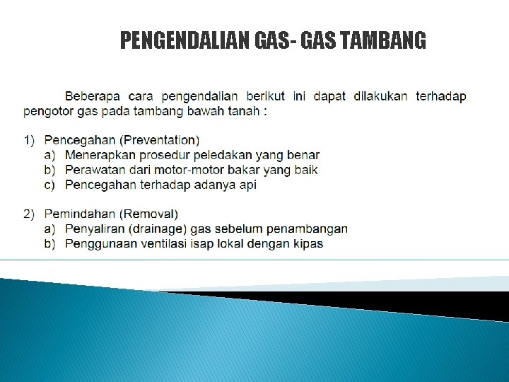 PENGENDALIAN GAS- GAS TAMBANG 