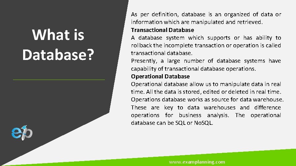 What is Database? As per definition, database is an organized of data or information