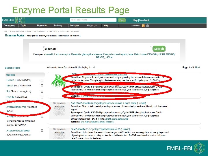 Enzyme Portal Results Page 