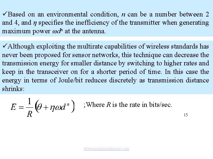 üBased on an environmental condition, n can be a number between 2 and 4,