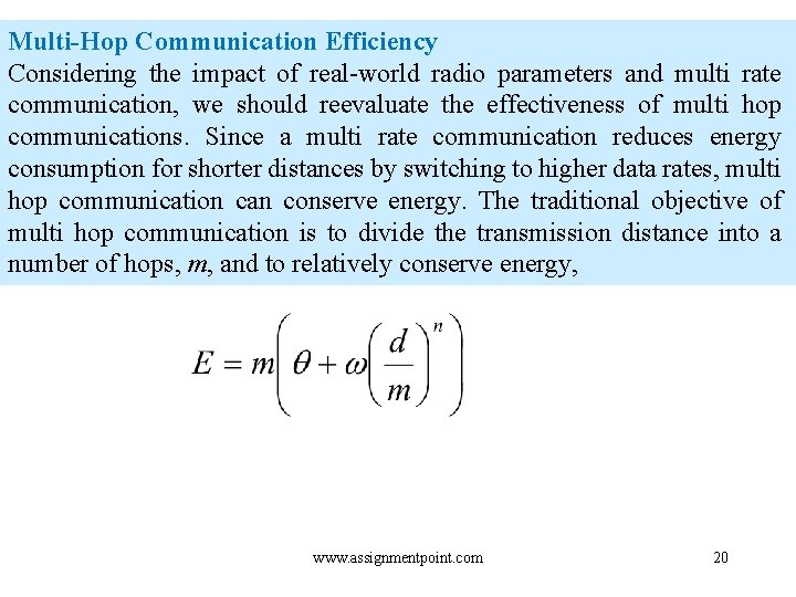 Multi-Hop Communication Efficiency Considering the impact of real-world radio parameters and multi rate communication,