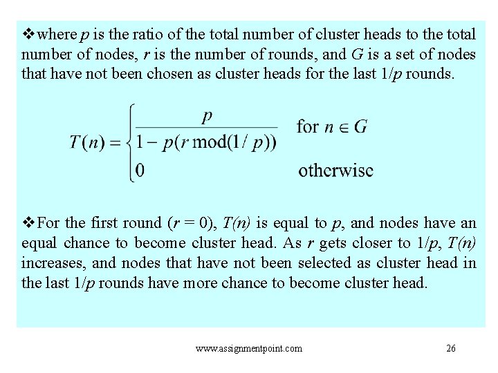 vwhere p is the ratio of the total number of cluster heads to the