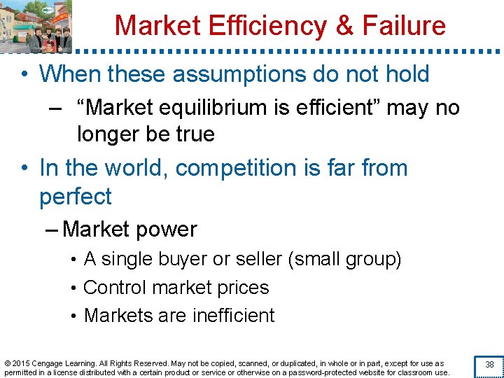 Market Efficiency & Failure • When these assumptions do not hold – “Market equilibrium