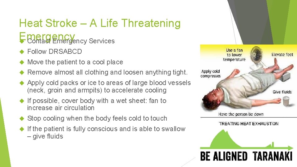 Heat Stroke – A Life Threatening Emergency Contact Emergency Services Follow DRSABCD Move the