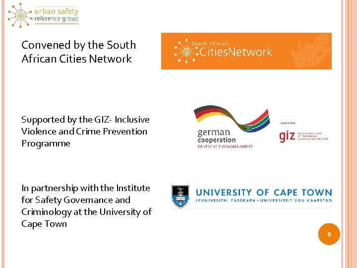 Convened by the South African Cities Network Supported by the GIZ- Inclusive Violence and