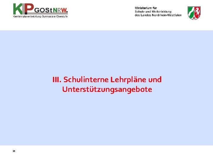 III. Schulinterne Lehrpläne und Unterstützungsangebote 36 