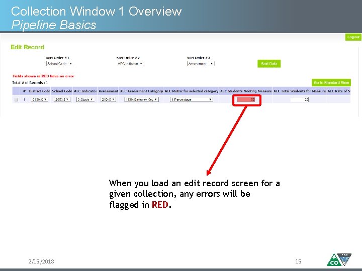 Collection Window 1 Overview Pipeline Basics When you load an edit record screen for