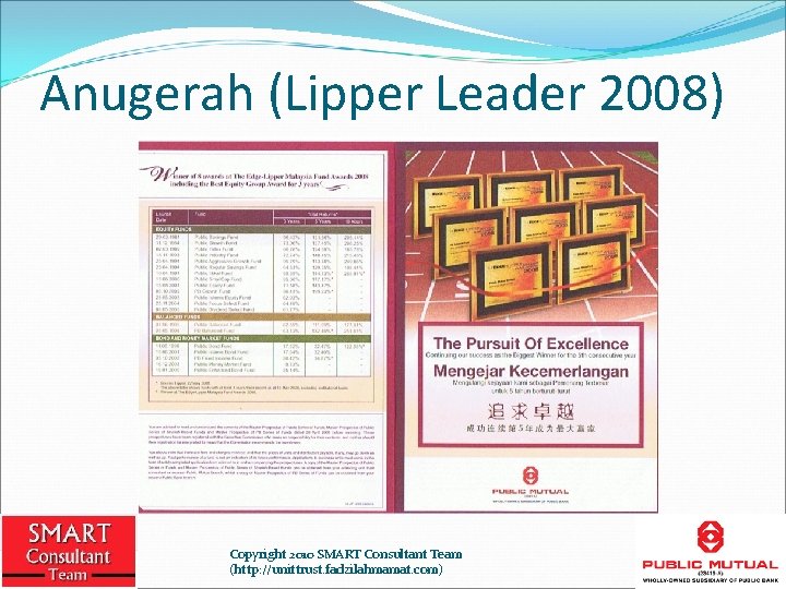 Anugerah (Lipper Leader 2008) Copyright 2010 SMART Consultant Team (http: //unittrust. fadzilahmamat. com) 17