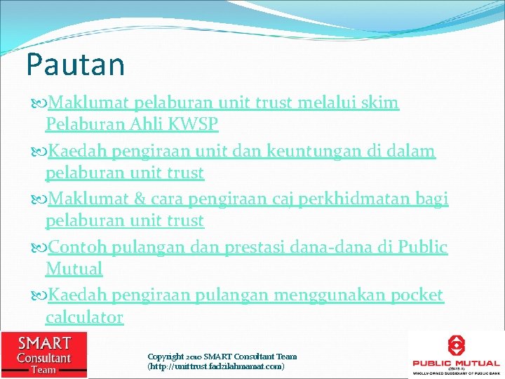 Pautan Maklumat pelaburan unit trust melalui skim Pelaburan Ahli KWSP Kaedah pengiraan unit dan