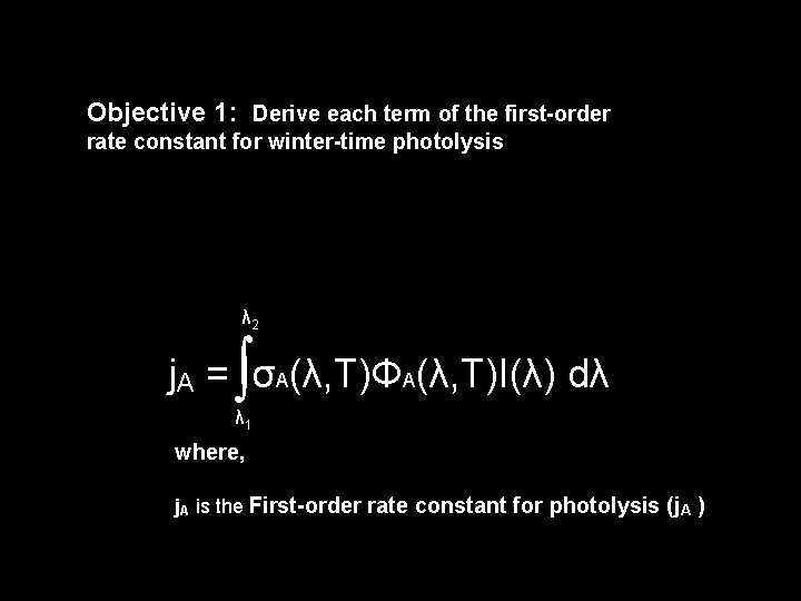 Objective 1: Derive each term of the first-order rate constant for winter-time photolysis λ