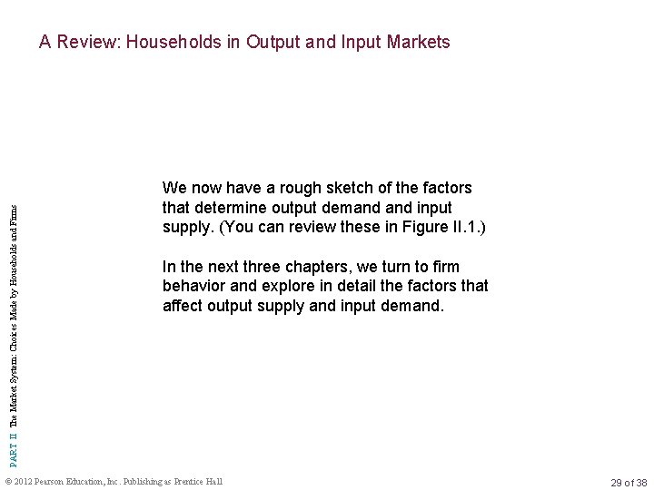 PART II The Market System: Choices Made by Households and Firms A Review: Households