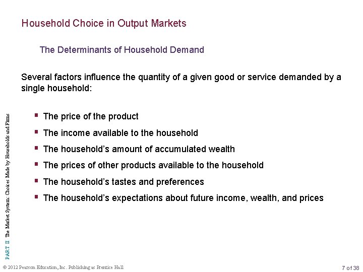 Household Choice in Output Markets The Determinants of Household Demand PART II The Market
