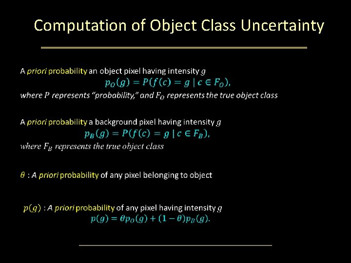 Computation of Object Class Uncertainty Computation of Object Class Uncertainty