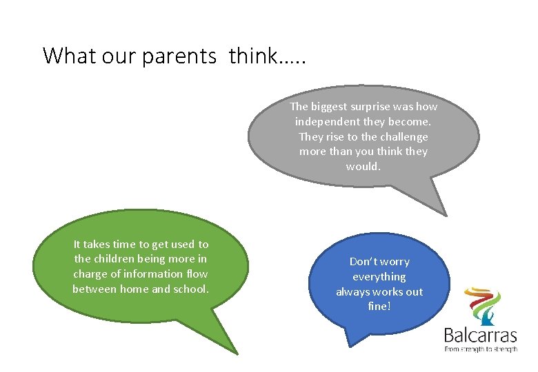 What our parents think…. . The biggest surprise was how independent they become. They