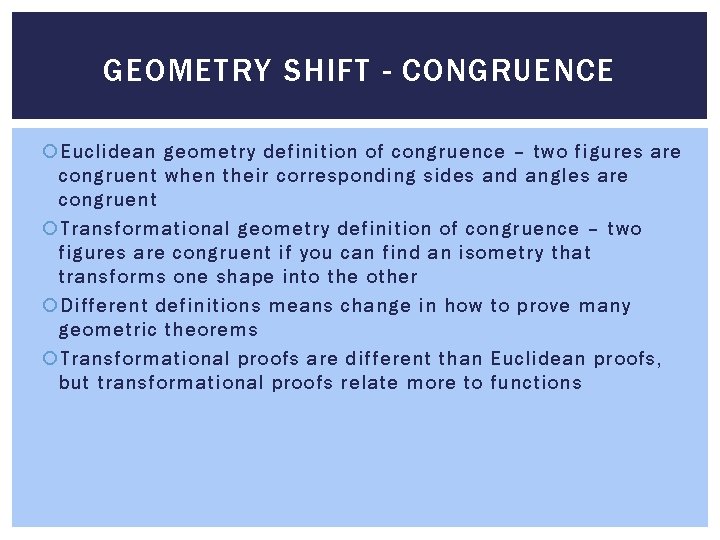 EXPLORING A CONNECTION BETWEEN TRANSFORMATIONAL GEOMETRY AND MATRICES
