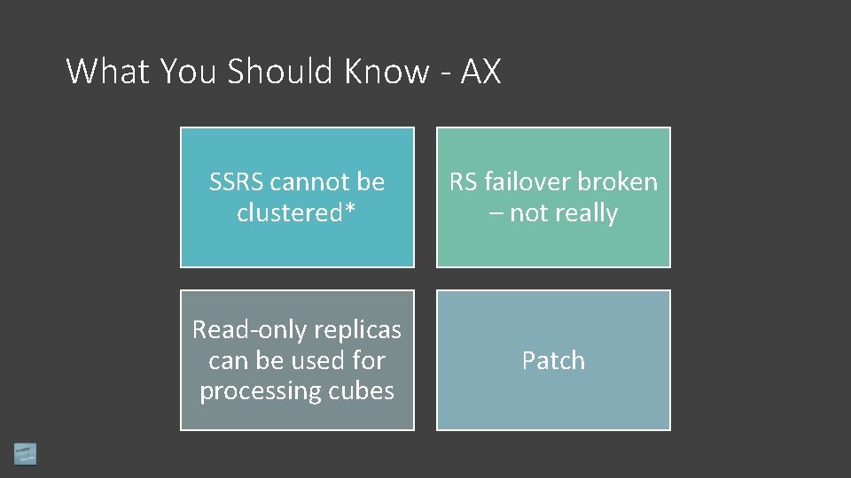 What You Should Know - AX SSRS cannot be clustered* RS failover broken –
