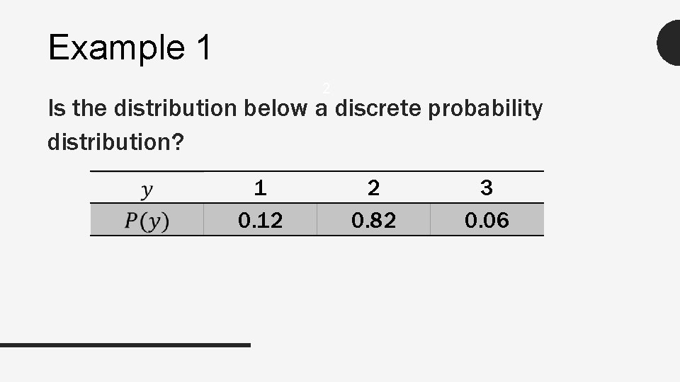 Example 1 2 Is the distribution below a discrete probability distribution? 1 0. 12