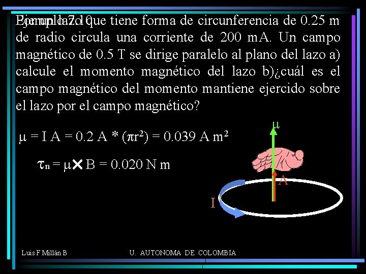 Por un lazo Ejemplo 7. 10 que tiene forma de circunferencia de 0. 25