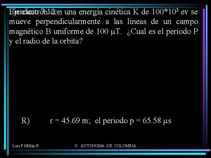 Un electrón con una energía cinética K de 100*103 ev se Ejercicio 7. 12